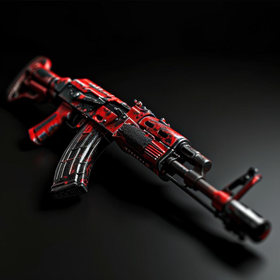Futuristic assault rifle in dark setting photo