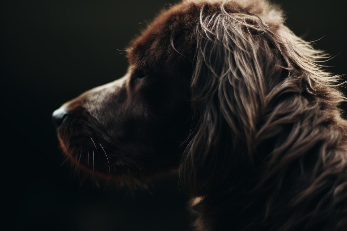 Closeup of a furry dogs face photo