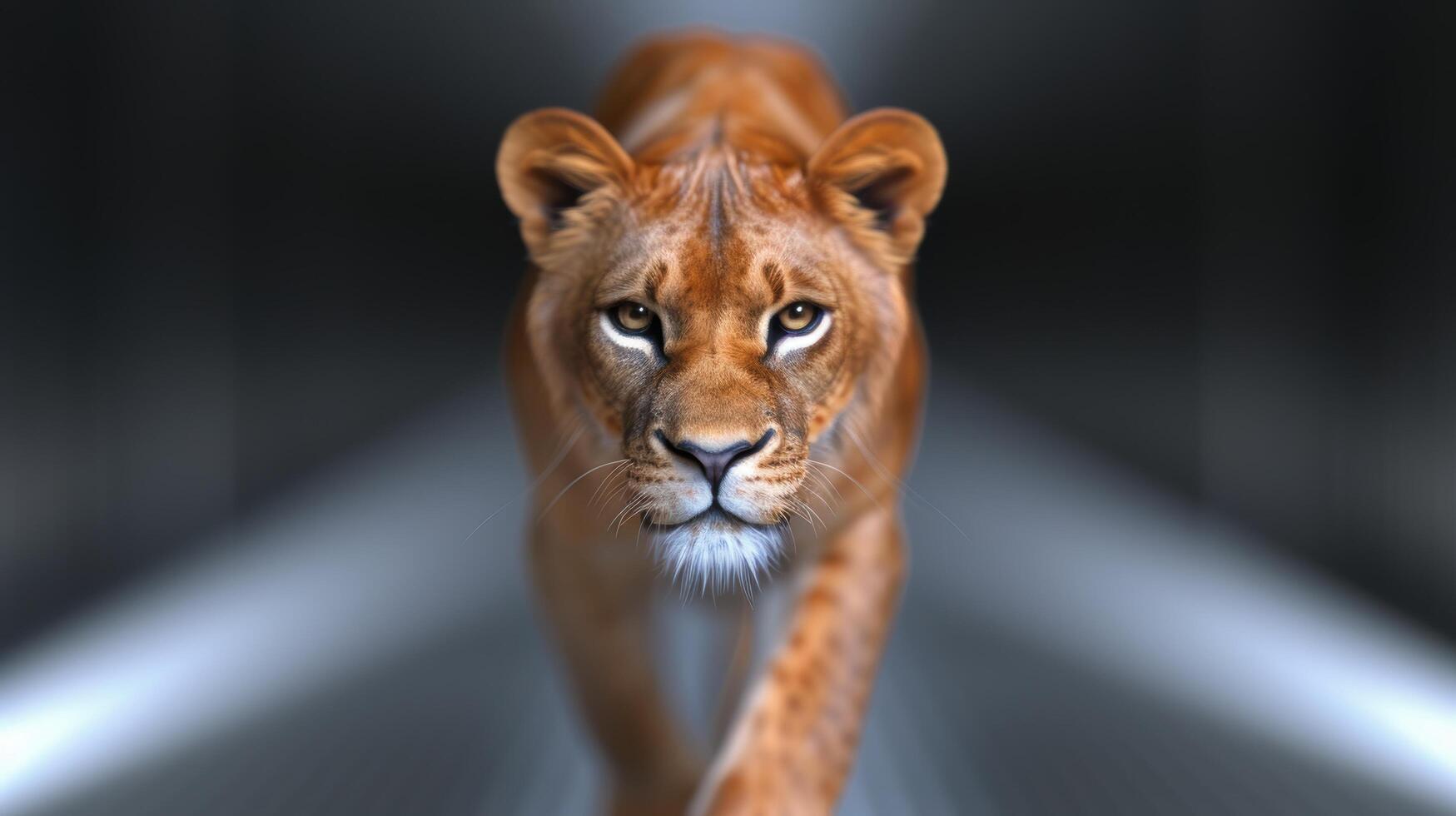 Powerful lion staring intently photo