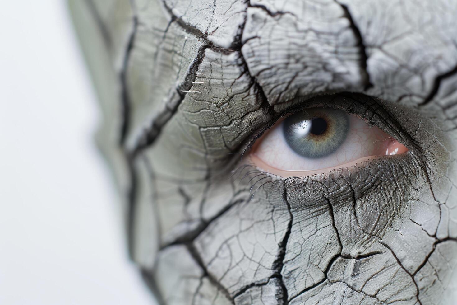 Cracked skin texture with eye photo