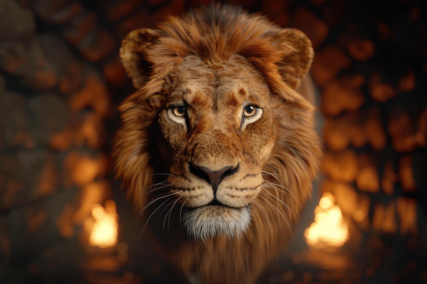 Majestic lion with piercing eyes photo