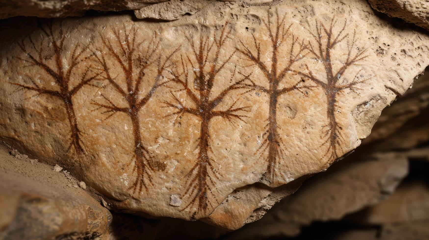 ancient rock carvings of trees photo