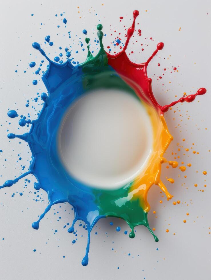 Colorful paint splash on white background photo