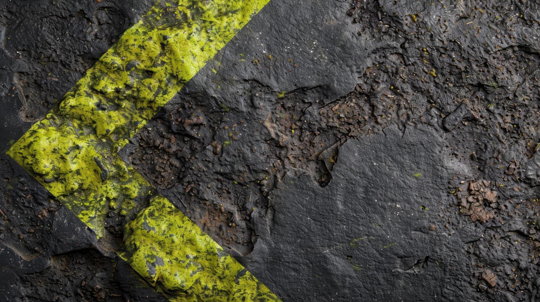 Vibrant moss on dark rocky surface photo