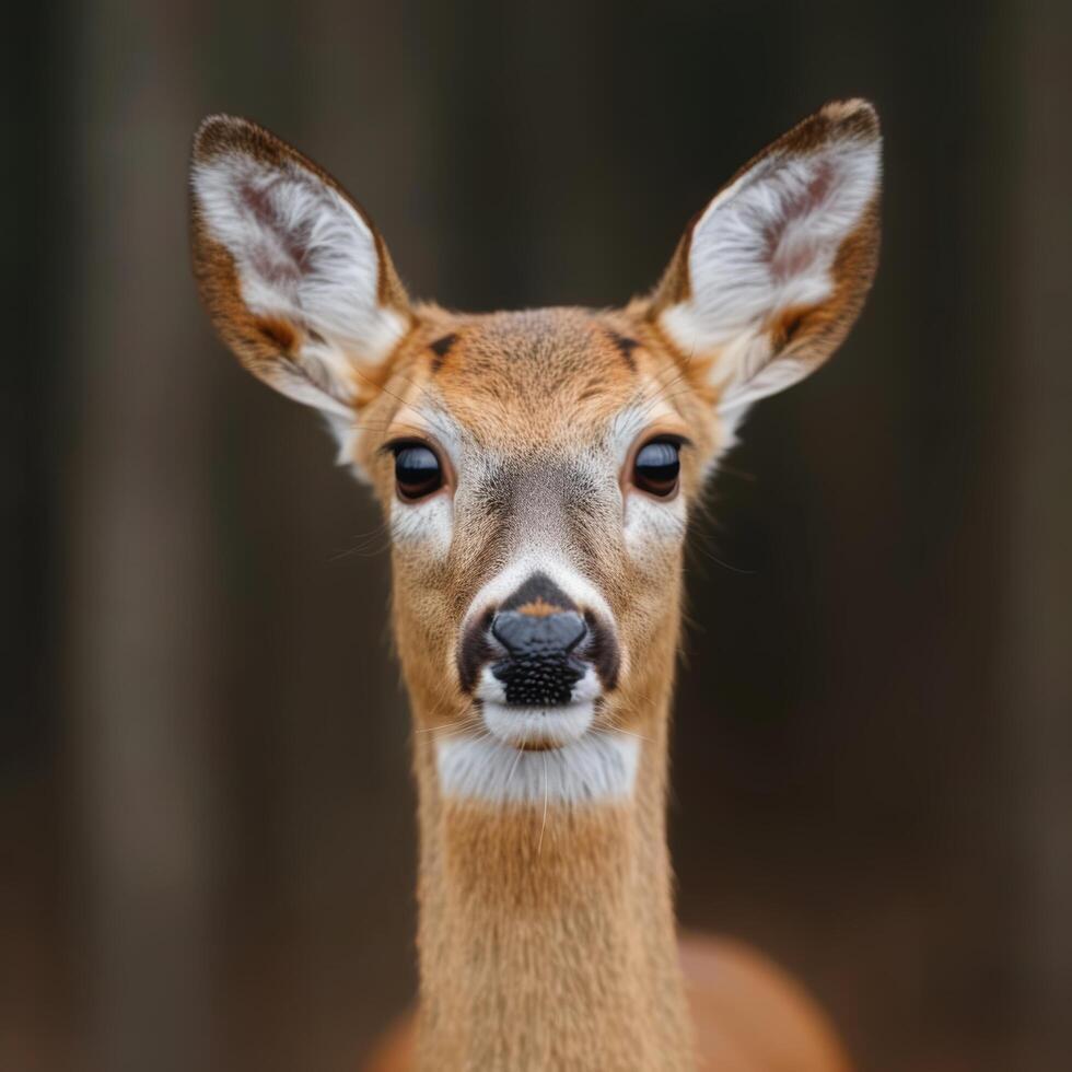 Close up portrait of a curious deer photo
