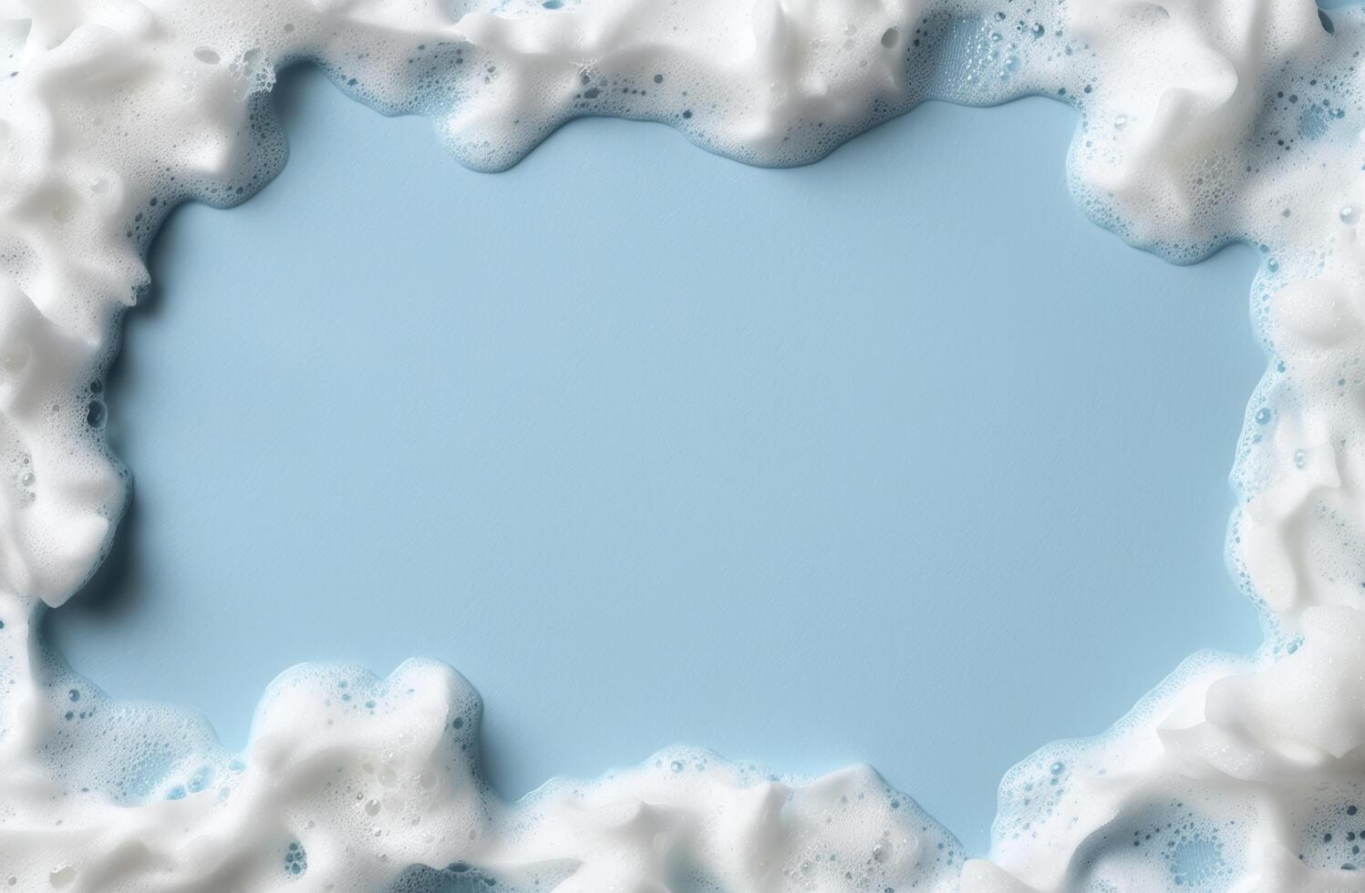 soapy bubbles on a light blue background photo