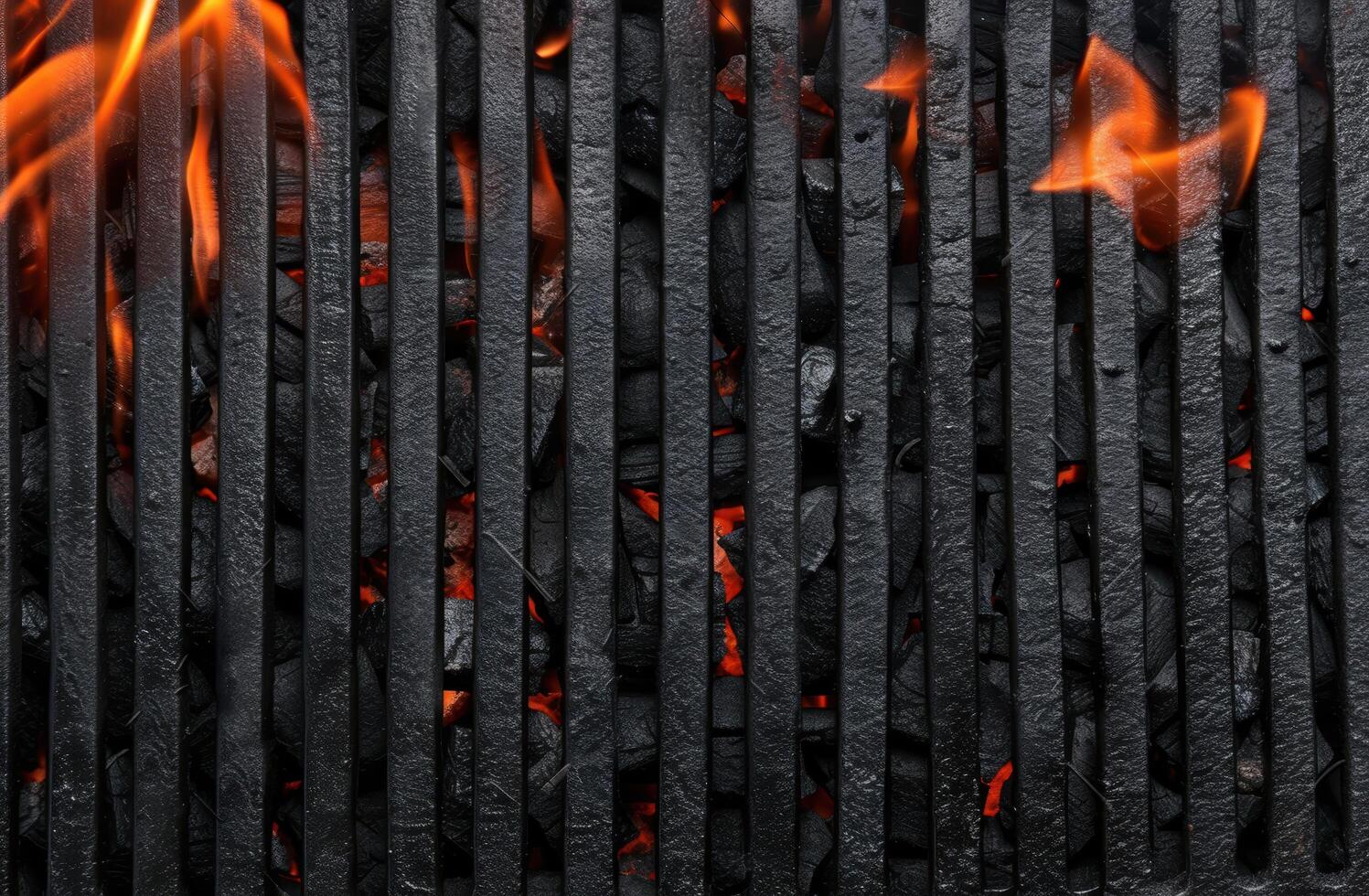 Burning charcoal in a grill photo