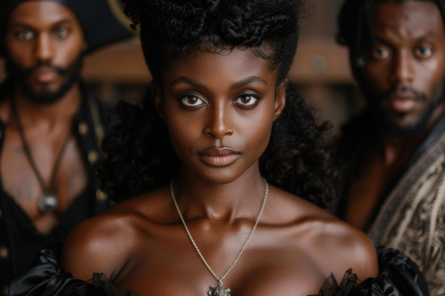 Captivating portrait of a young woman with striking features photo