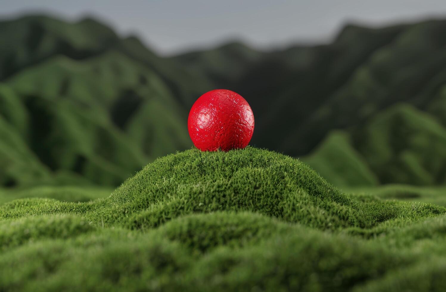 Vibrant red apple on lush green moss photo