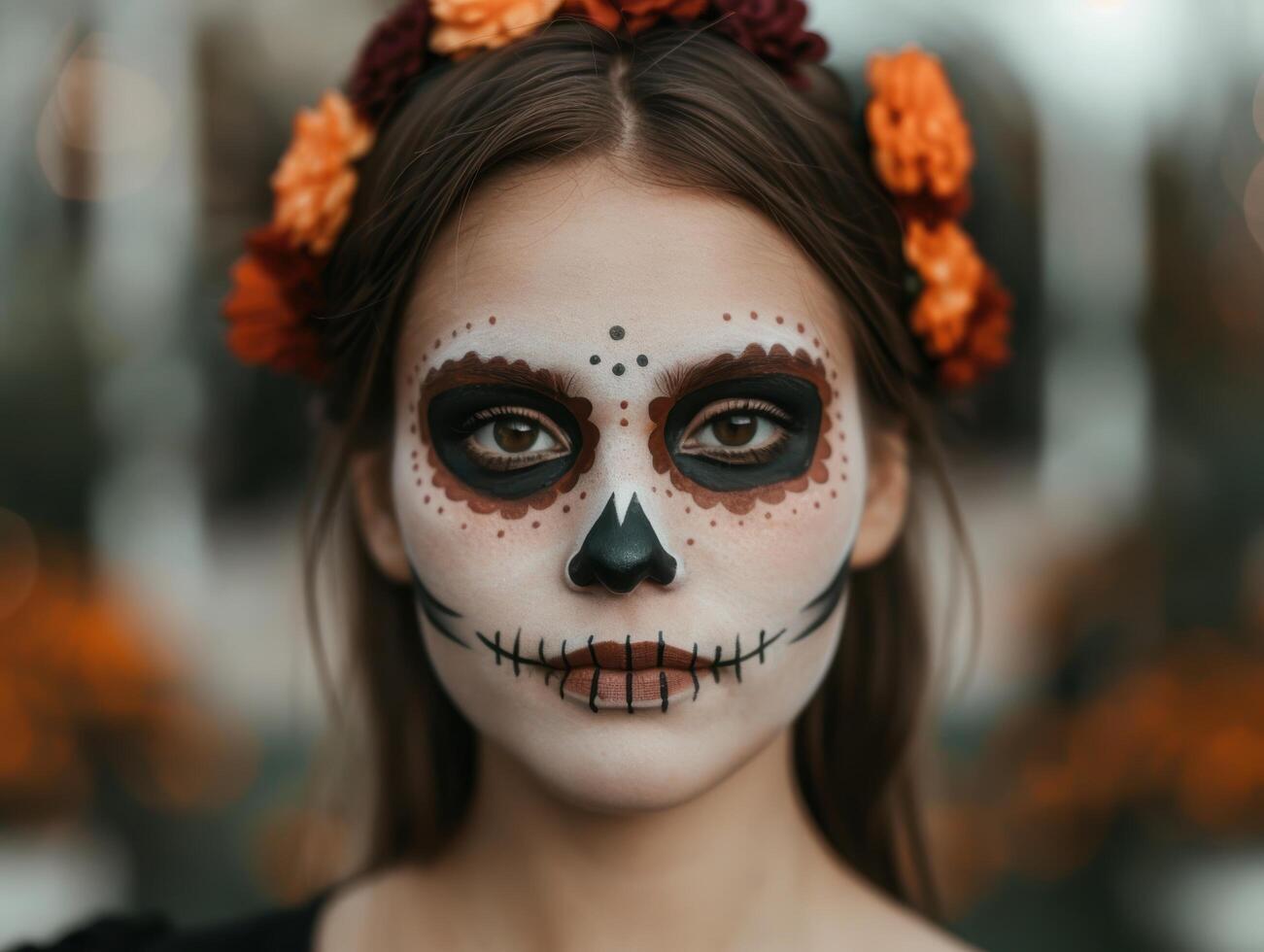 woman with day of the dead makeup photo