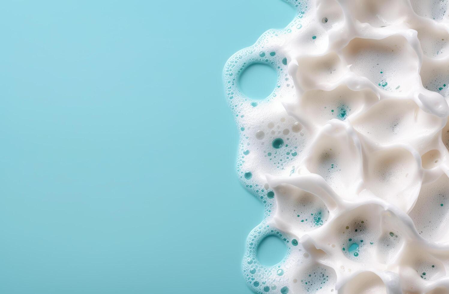 Soapy bubbles on a turquoise background photo
