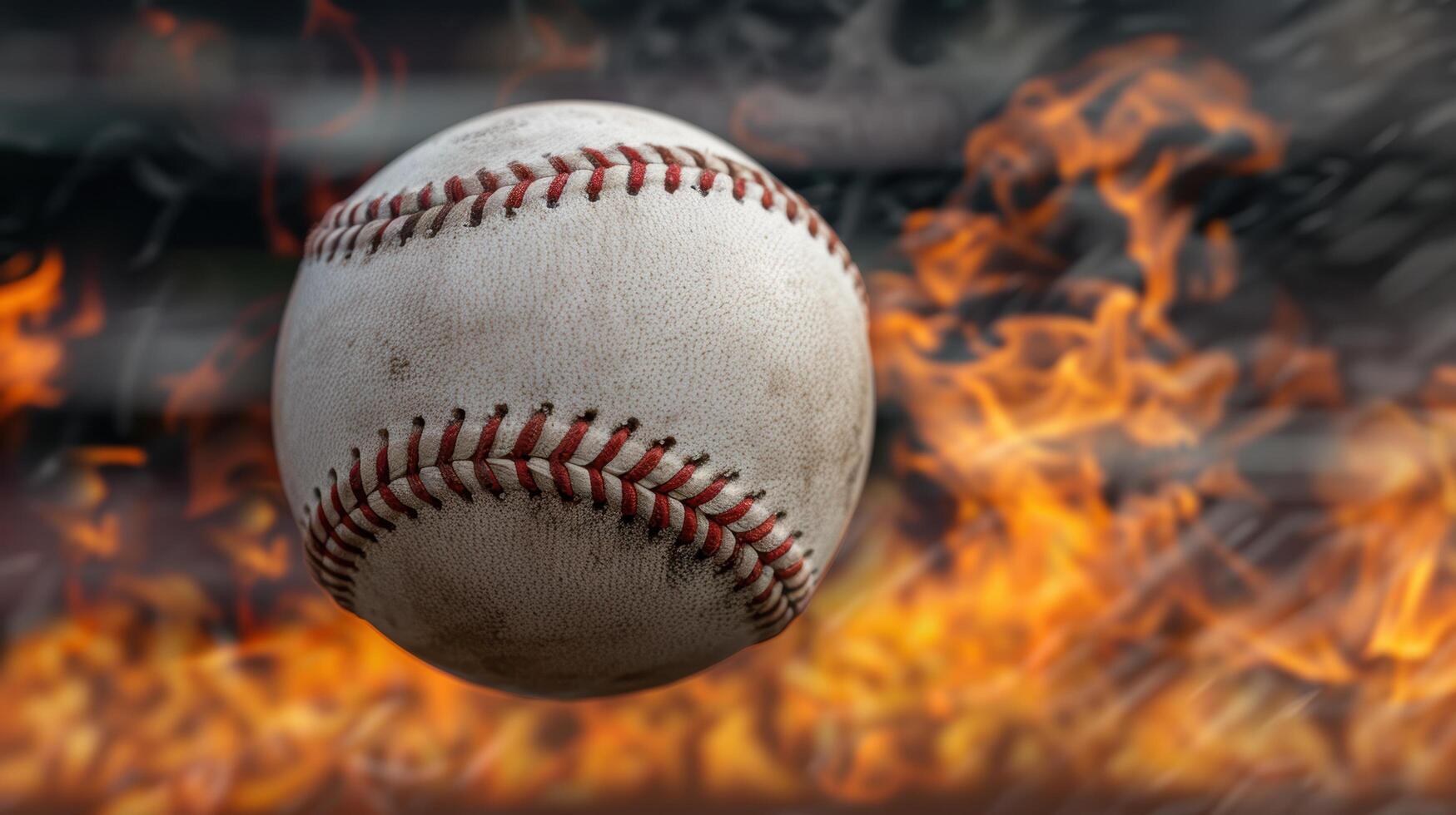 Burning baseball in the dark photo
