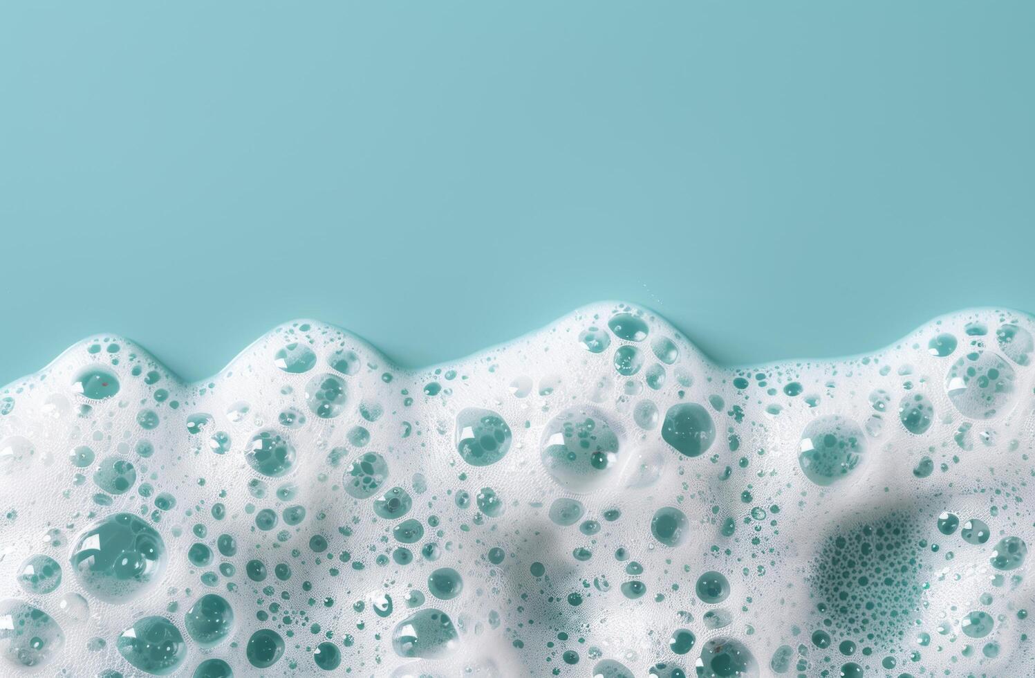 Soapy bubbles on a teal background photo
