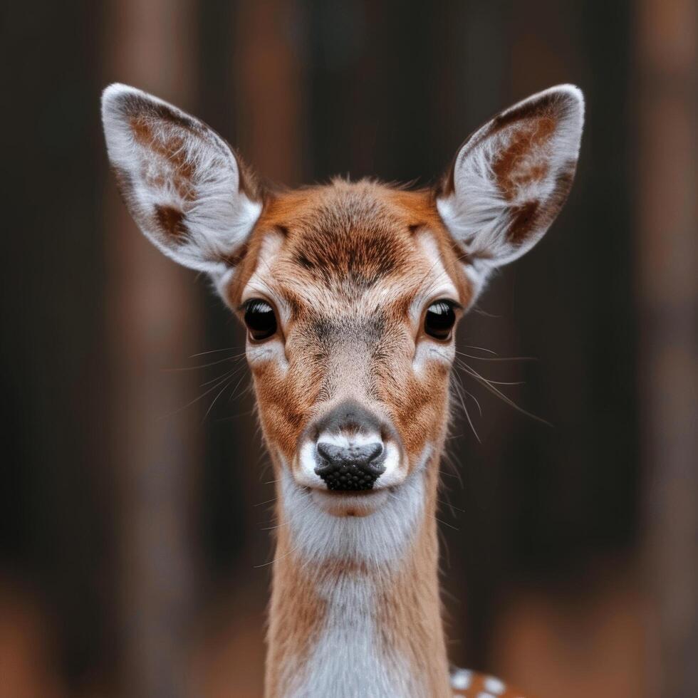 Close up portrait of a curious deer photo