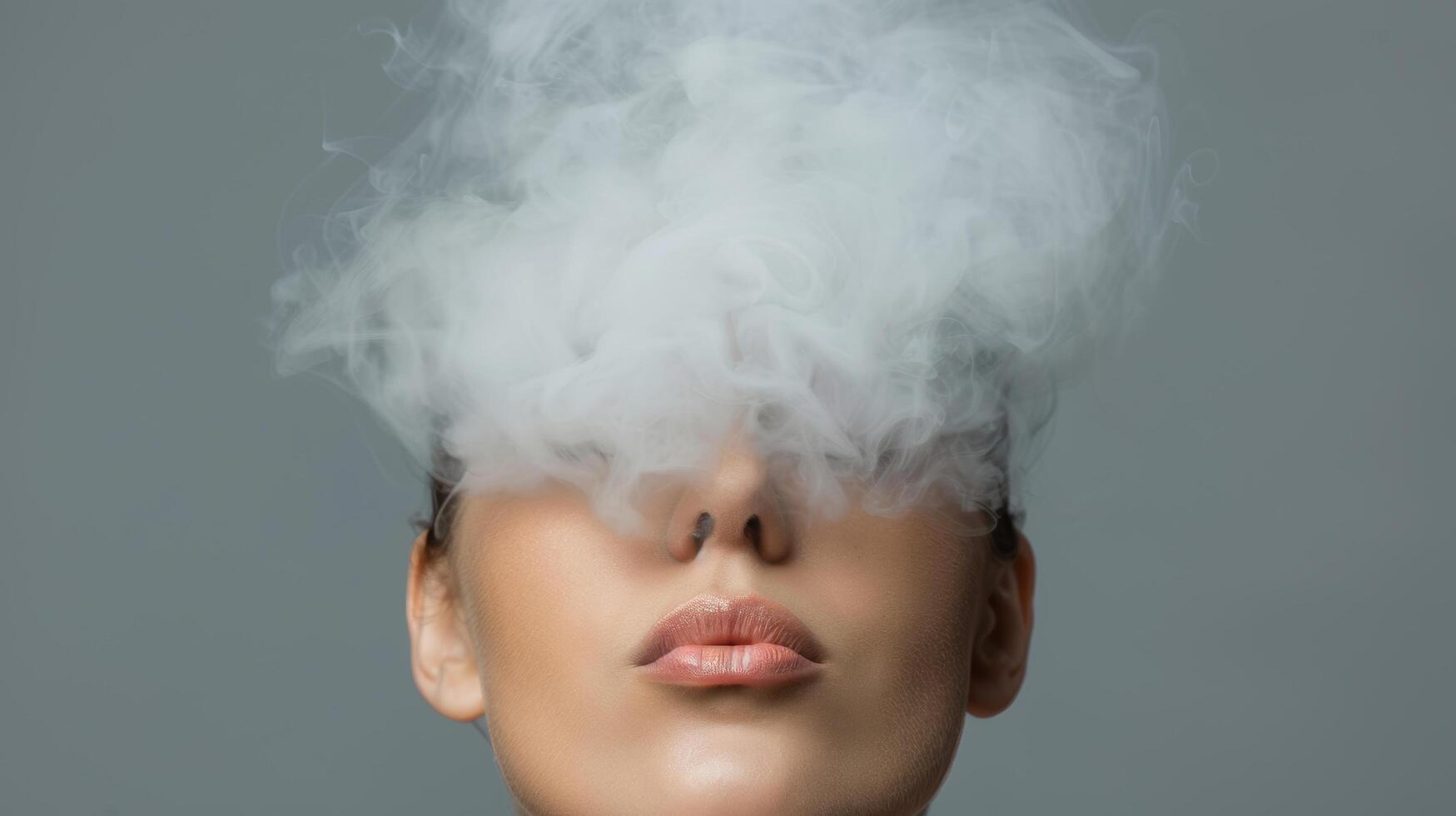 Mysterious woman with smoke around her head photo