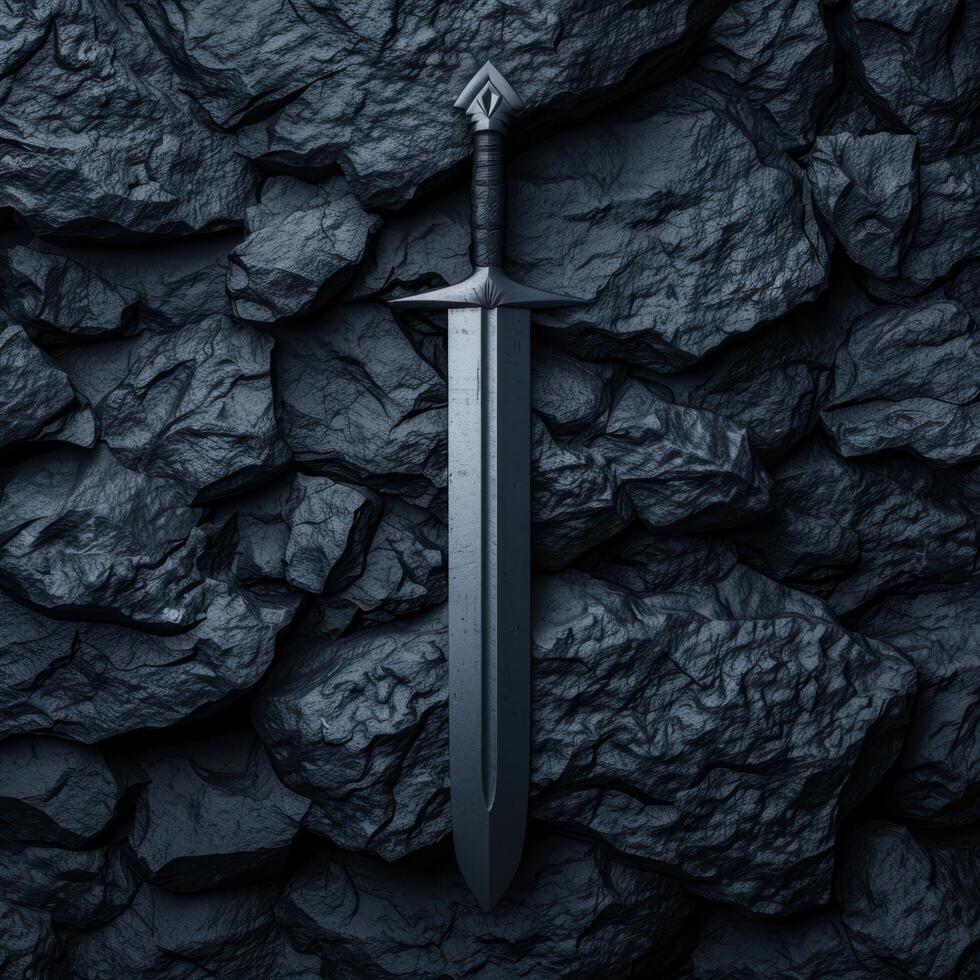 dark sword in the rock photo