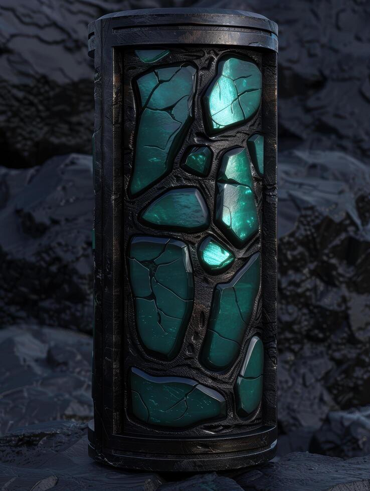Glowing emerald crystal formation photo