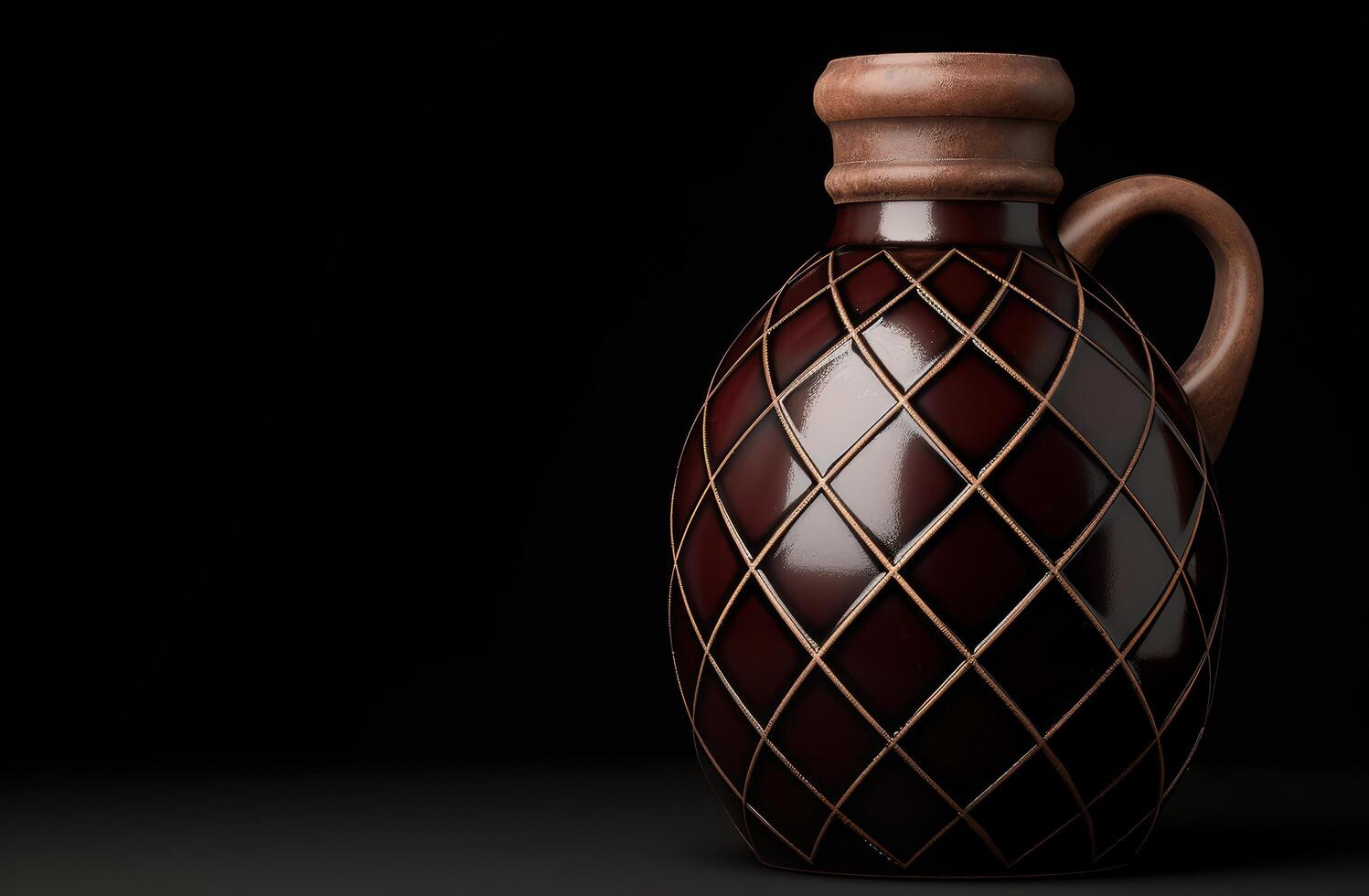 Decorative ceramic jug with intricate diamond pattern photo