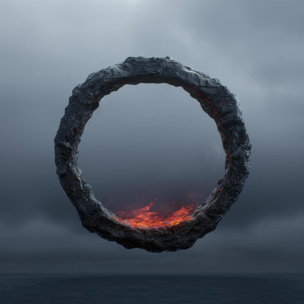 Dramatic fiery portal in the sky photo