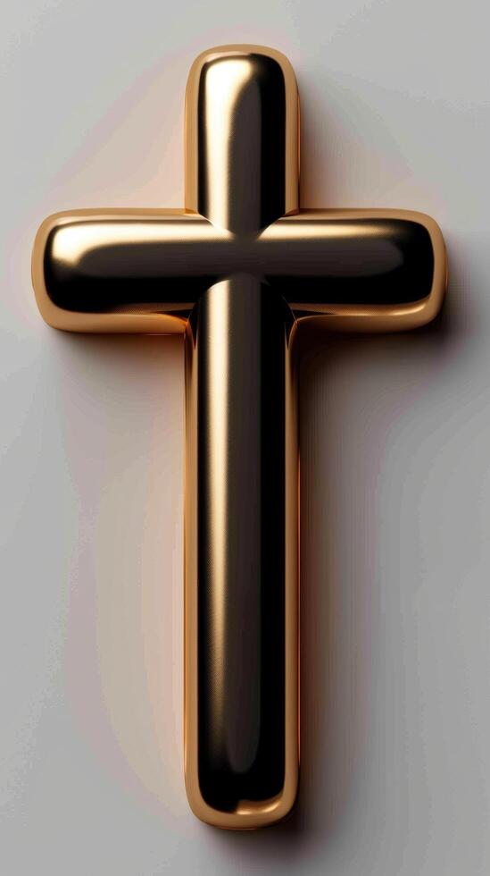golden cross on a gray background photo