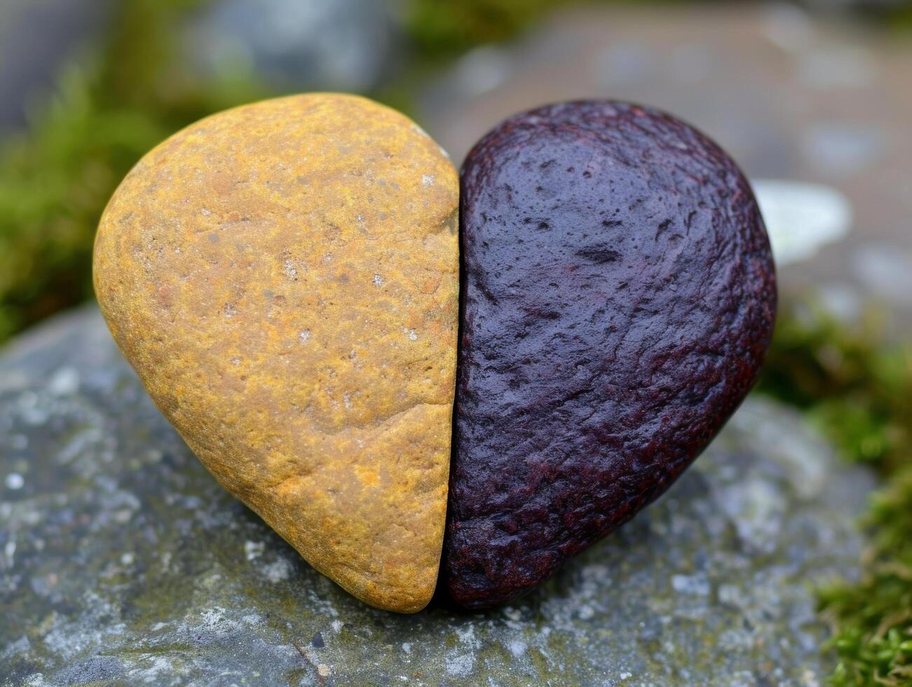 Two contrasting stones in nature photo