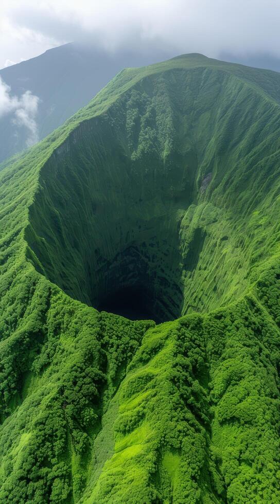 Lush green mountainous landscape photo