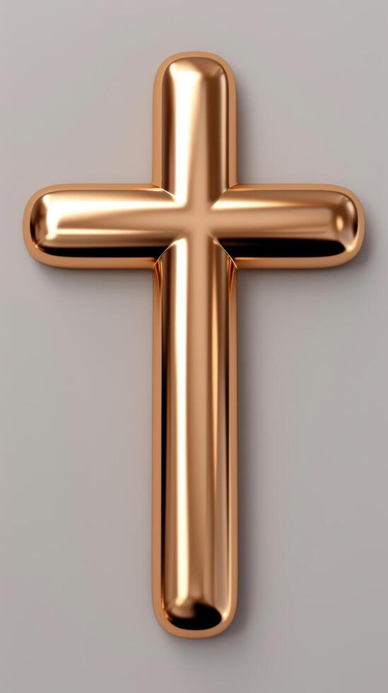 Shiny golden cross symbol photo