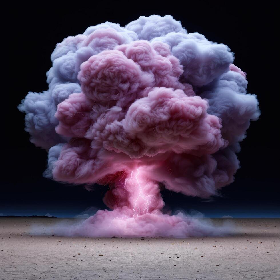 Dramatic explosion of colorful smoke in the desert photo