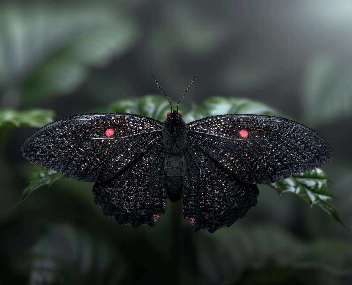 Stunning black butterfly with intricate wing patterns photo