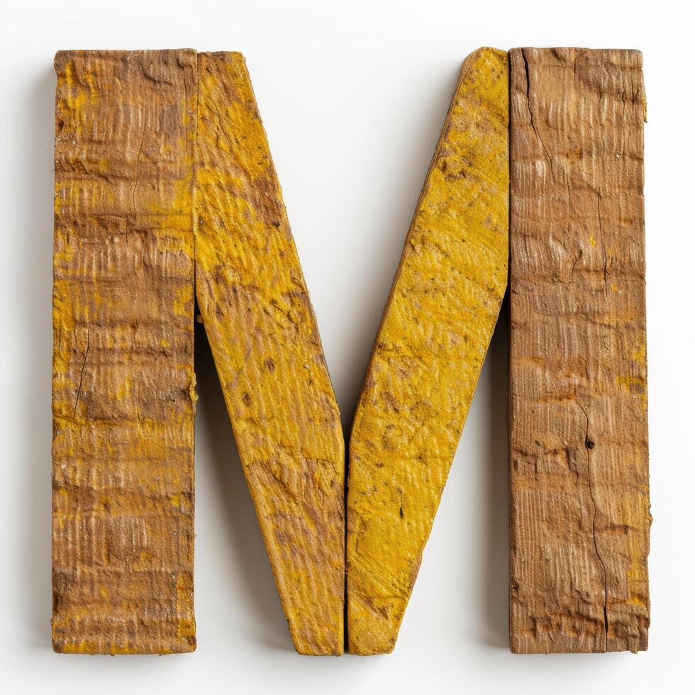 Weathered wooden planks with yellow lichen photo