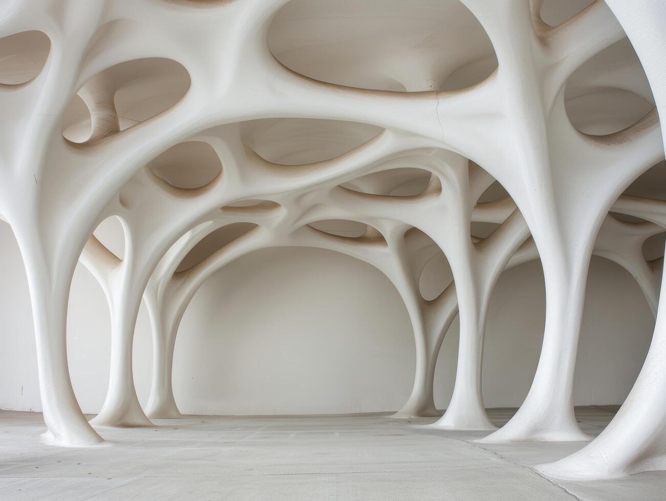 abstract architectural interior with organic shapes photo