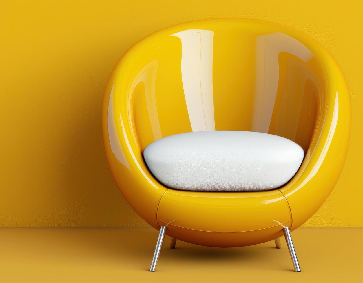 modern yellow chair against yellow background photo