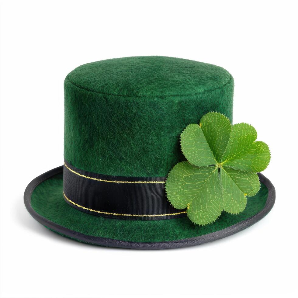 green st patricks day top hat with shamrock photo