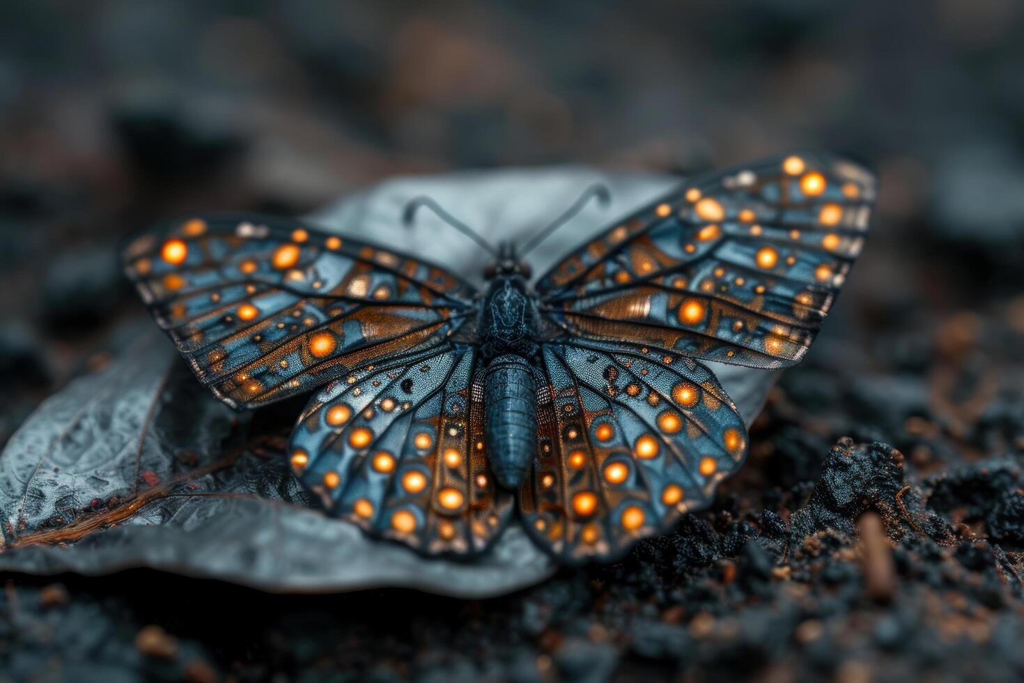 Intricate butterfly with glowing spots photo