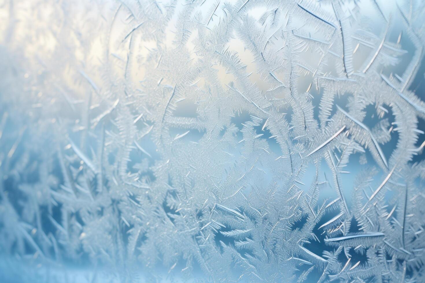 Intricate frost patterns on a cold winter window photo