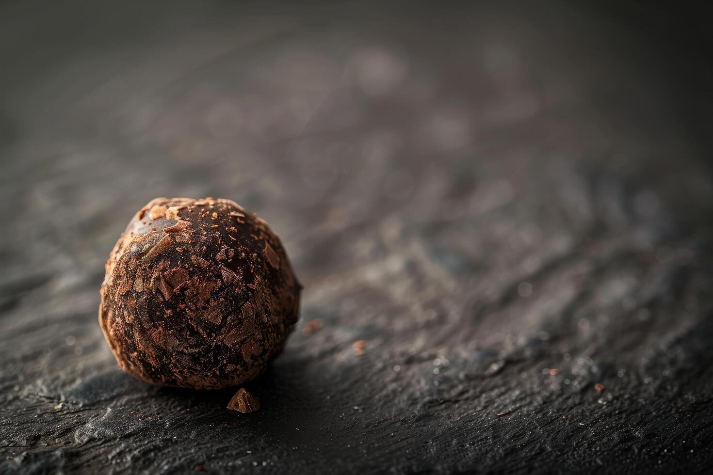 Decadent chocolate truffle on dark background photo