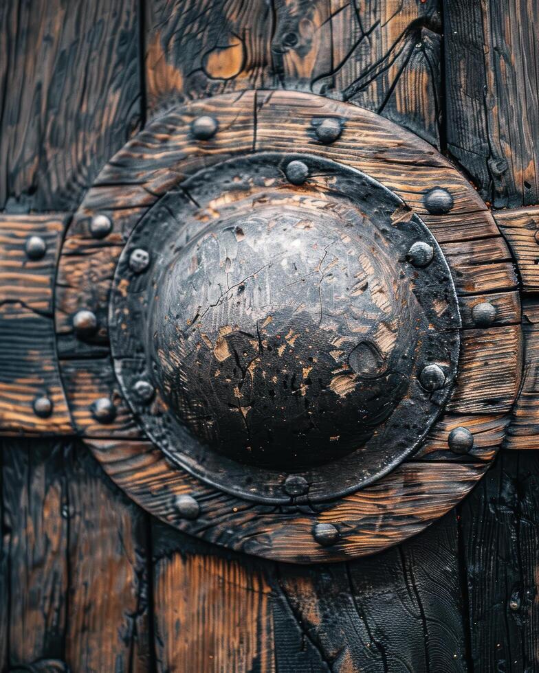 Antique metal and wood door detail photo