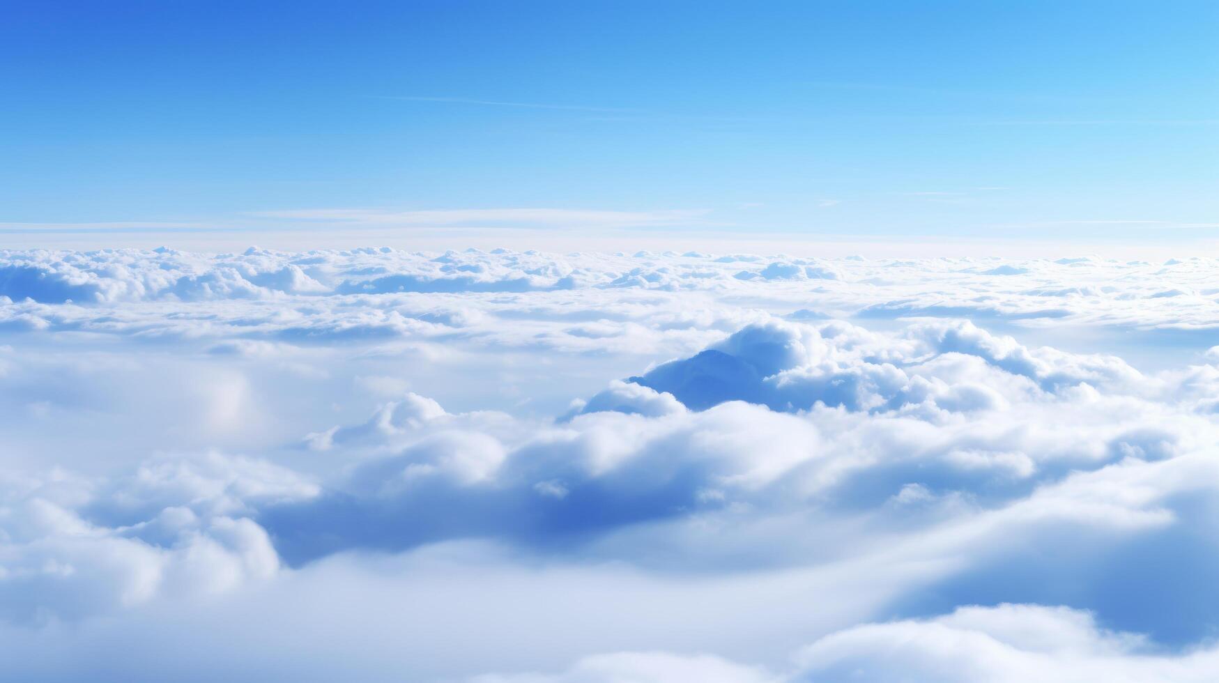 beautiful blue sky with fluffy white clouds photo