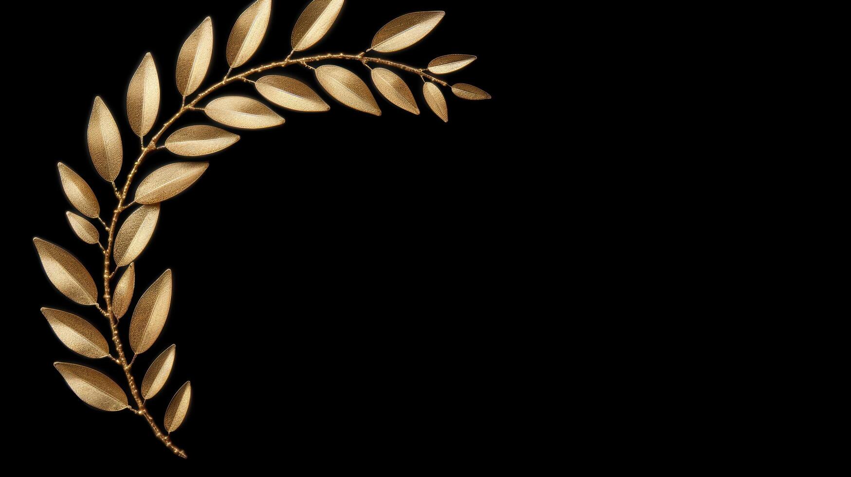 golden laurel wreath on black background photo