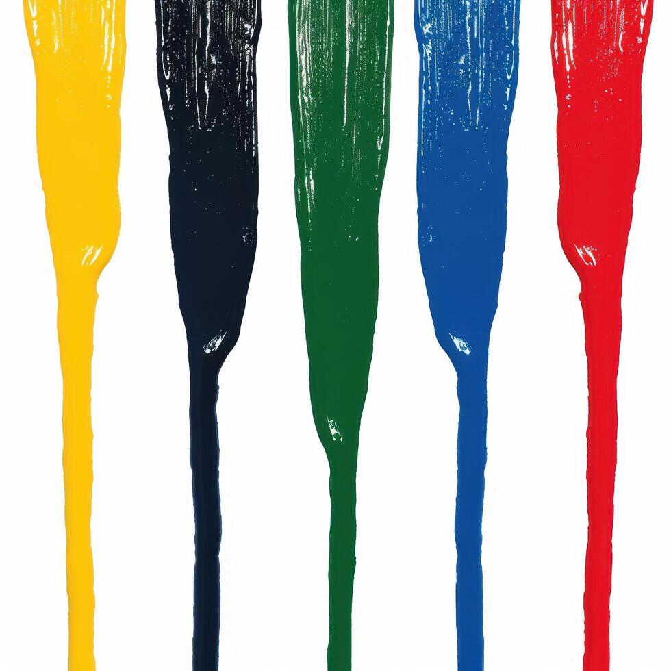 Colorful paint strokes on white background photo