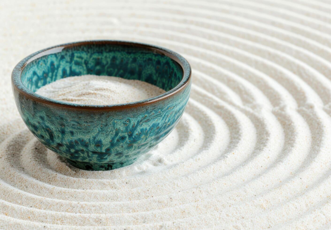 Zen garden with ceramic bowl photo