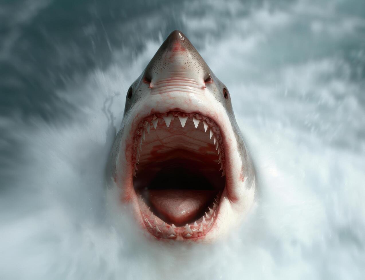 Menacing shark with open jaws photo