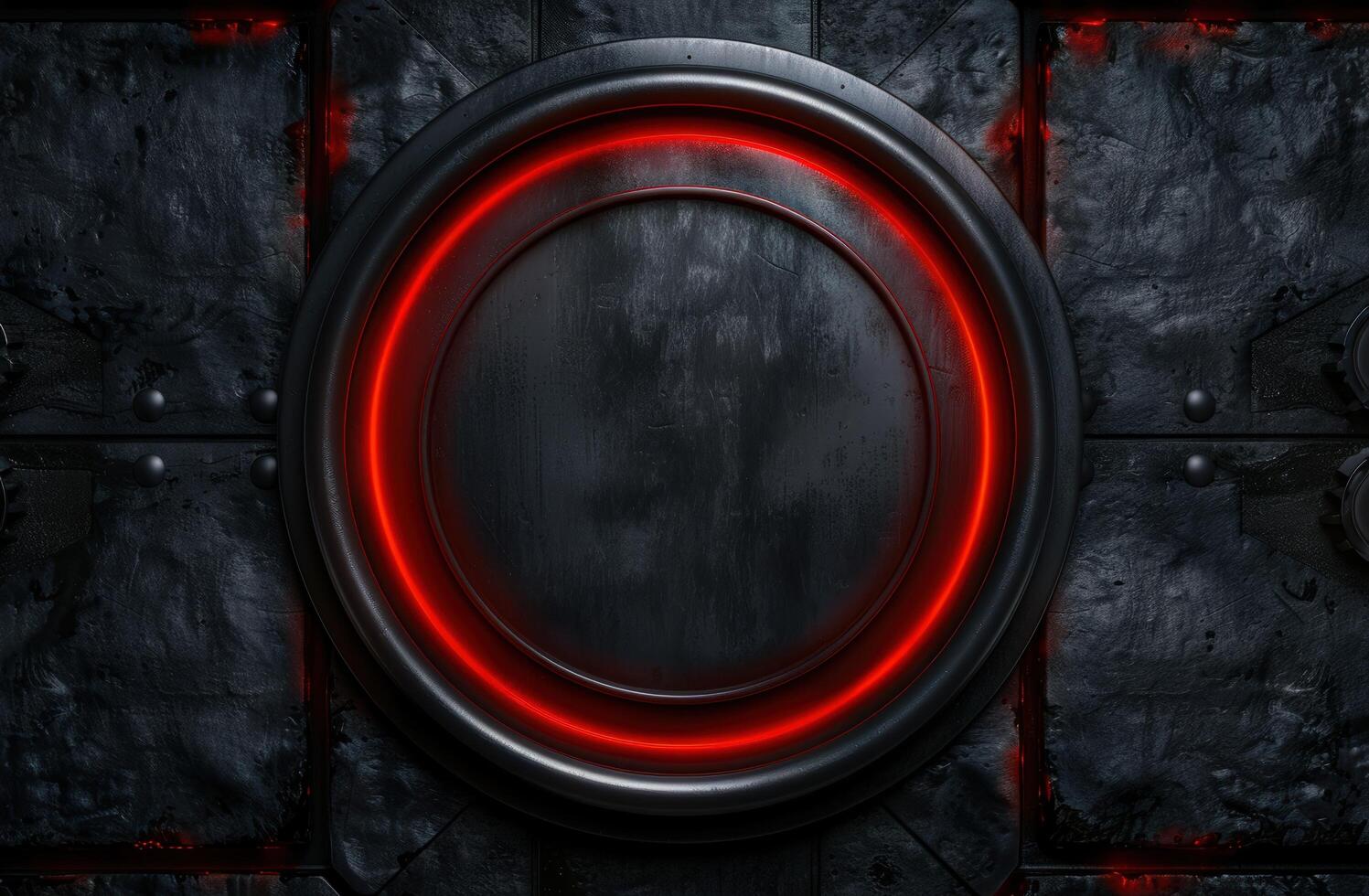 Glowing red circular frame on dark background photo