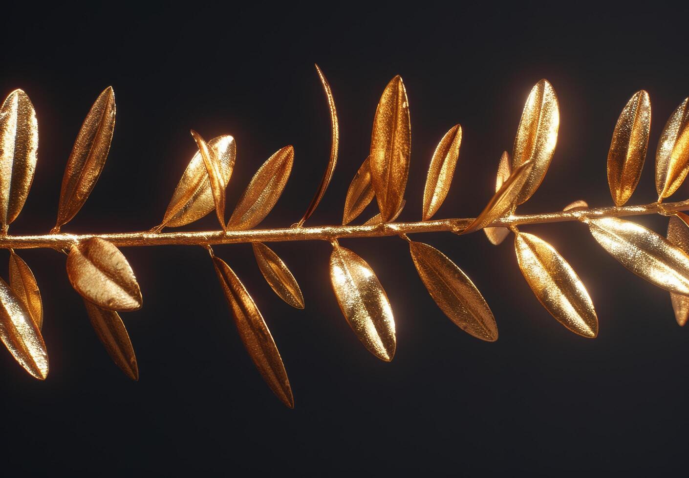 Shimmering golden leaves on a dark background photo