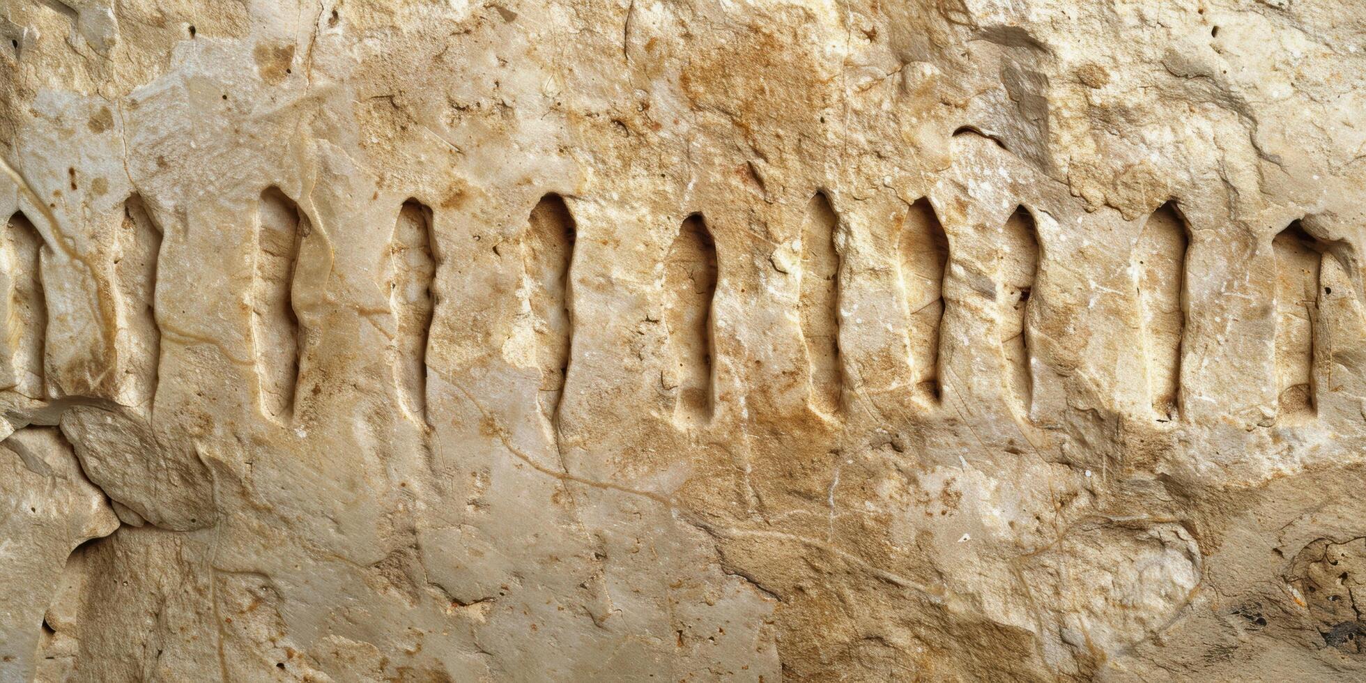 Textured rock wall with natural arched patterns photo