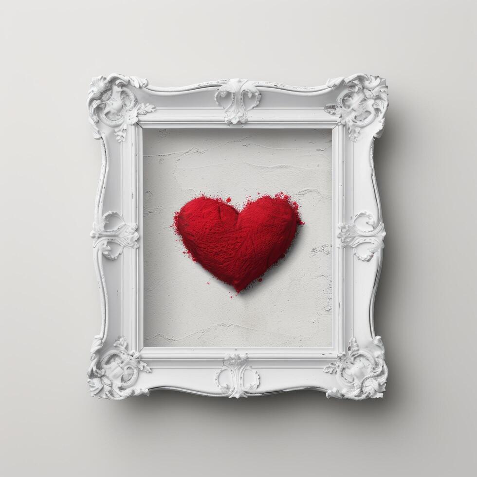 Framed heart shaped object on a plain background photo