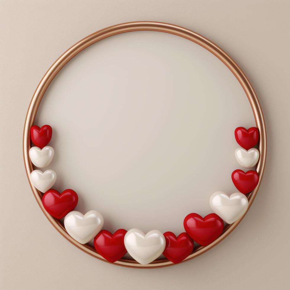 Decorative heart shaped ornaments in a copper frame photo