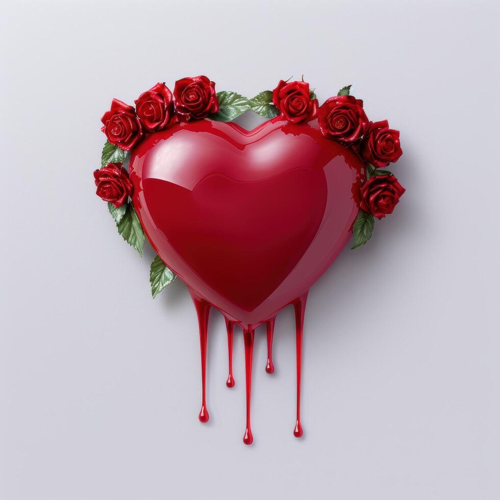 Bleeding heart with red roses photo