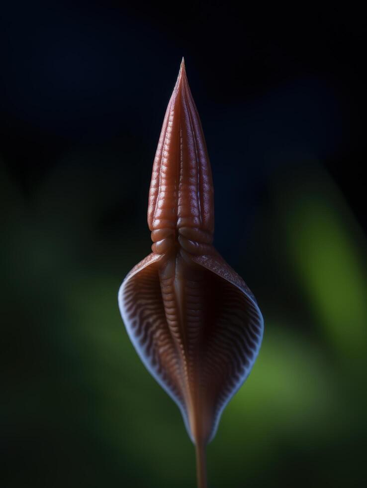 Closeup of a vibrant red flower bud photo