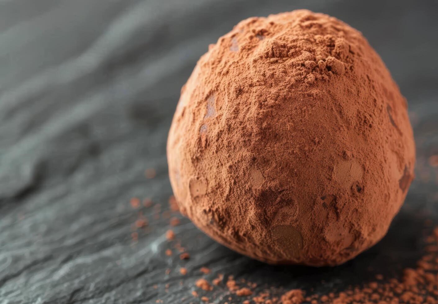 Delicious chocolate truffle on dark background photo